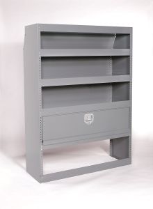 Maximum Capacity 65" High Shelving w/ Closed Back & 1 Door for Sprinter, Nissan NV High Roof & Ford Transit Medium & High Roof Vans