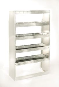 Maximum Capacity 65" High Aluminum Shelving w/ Open Back for Sprinter, ProMaster, Nissan NV High Roof & Ford Transit Medium & High Roof Vans