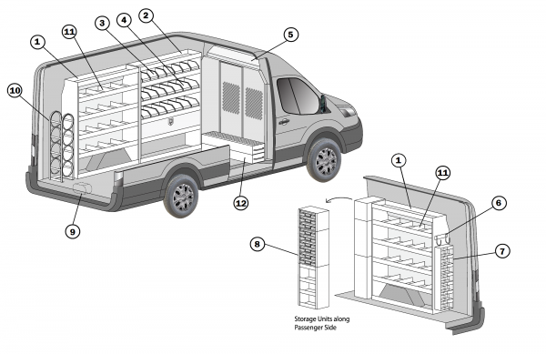 Transit 148 Wb Ext High Roof Hvac Van, Ford Transit Connect Interior Shelving And Roof Racks